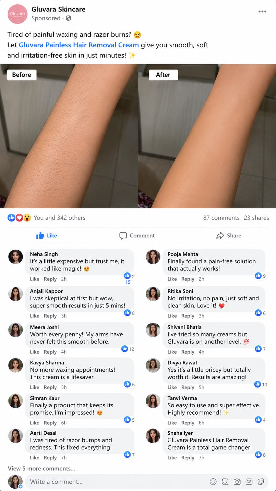 Gluvara Painless Hair Removal Cream