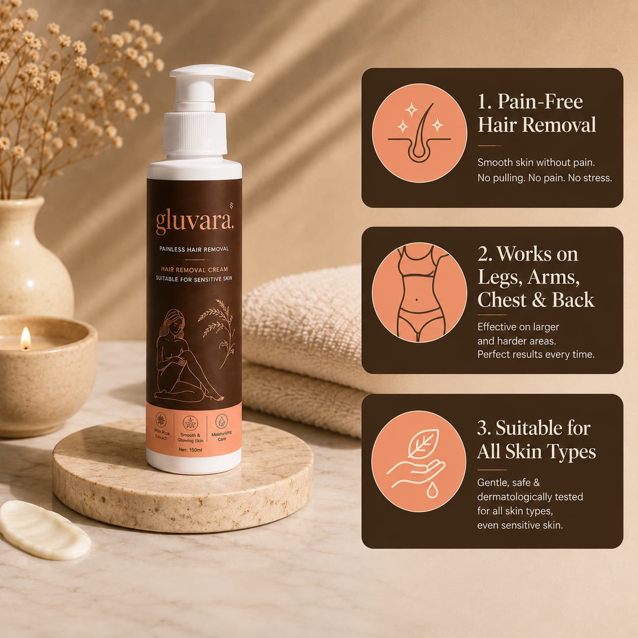Gluvara Painless Hair Removal Cream