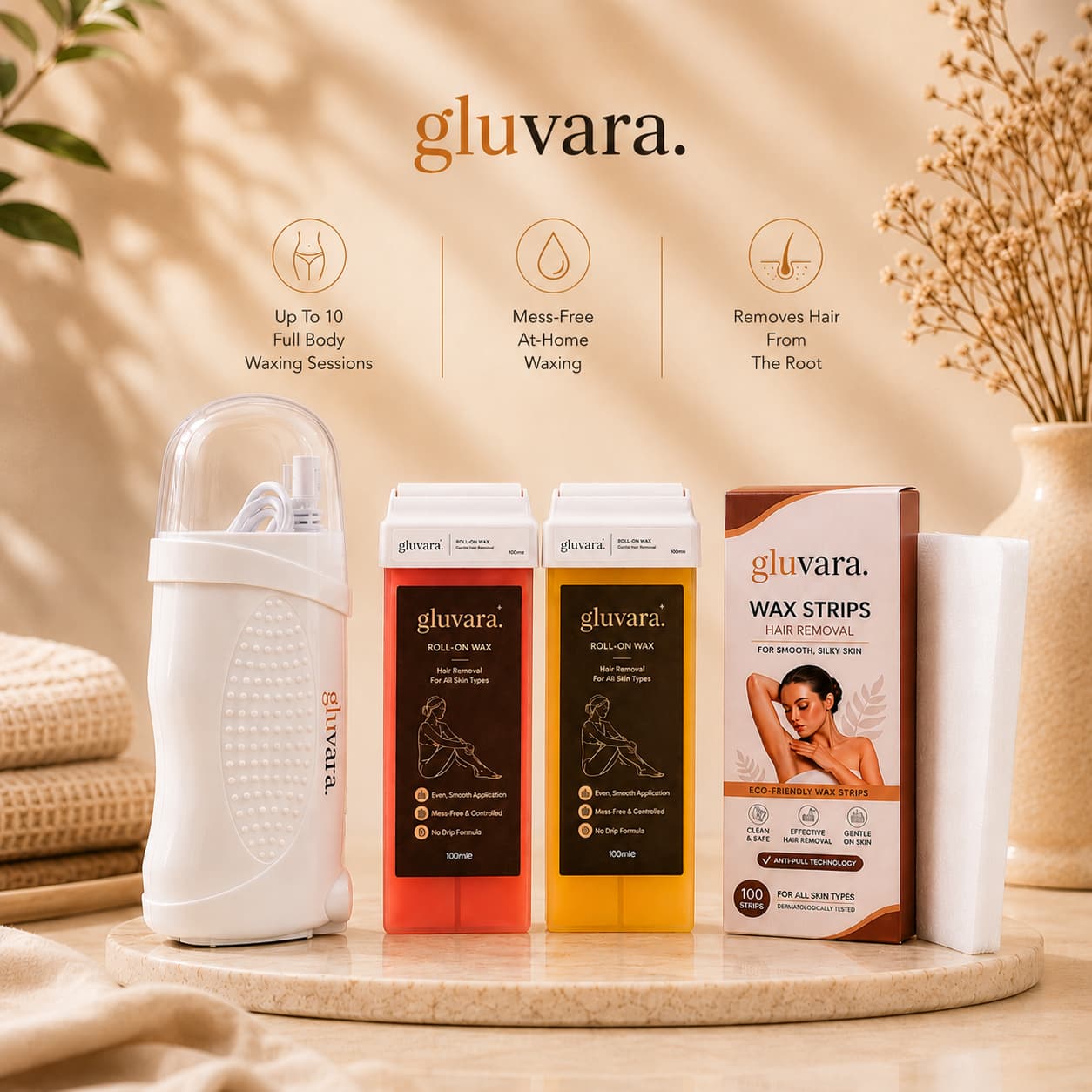 Gluvara Smooth Roll-On Wax Kit